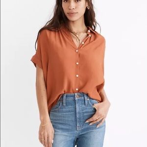 Madewell Central Drapey Shirt in Orange size medium
